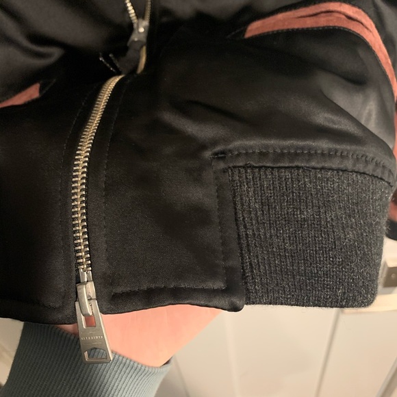 Satin & Goat Leather AllSaints Atley Bomber Jacket - Picture 5 of 5